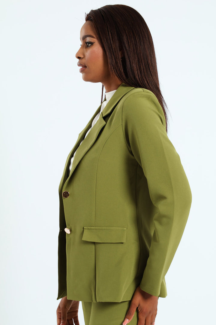 Nautical Notch Blazer - Olive