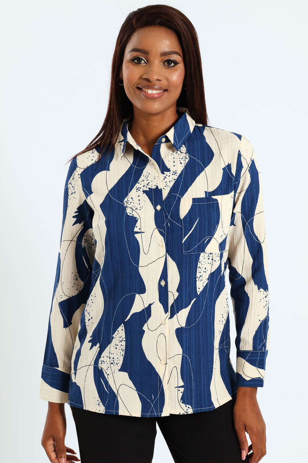 Textured Plisse Shirt - Blue