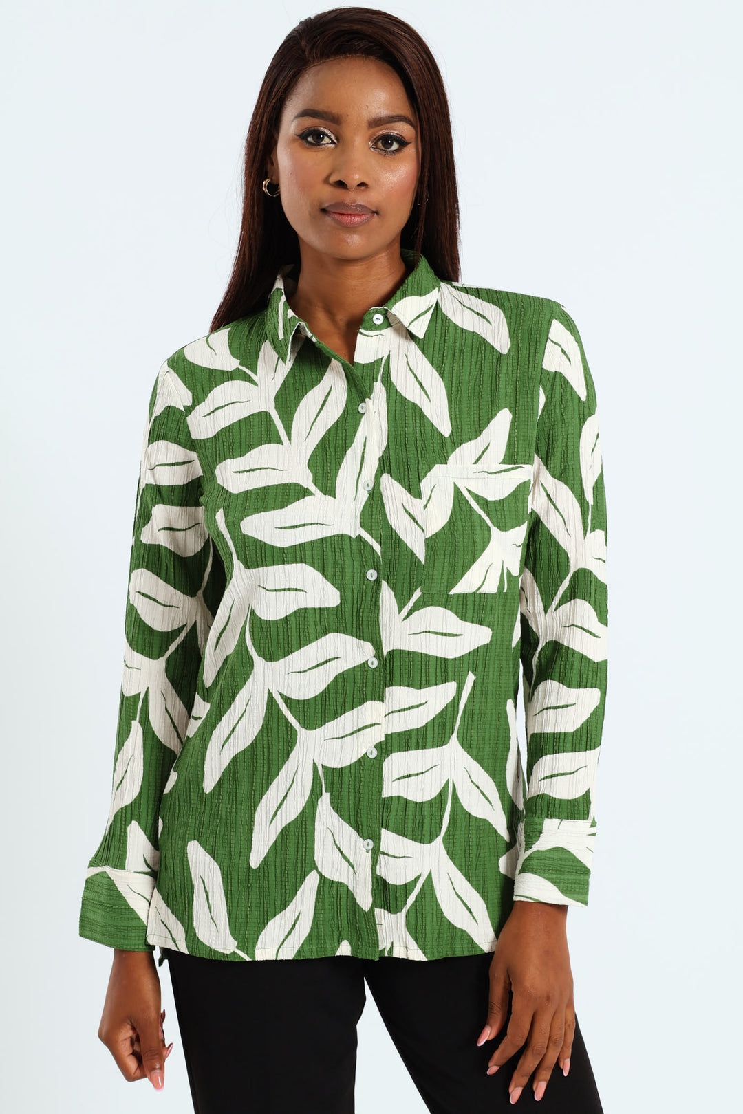 Textured Plisse Shirt - Green