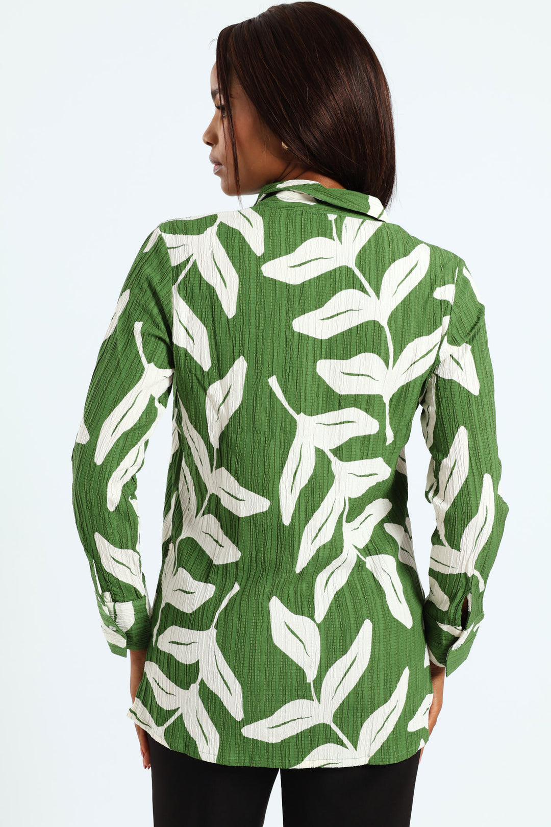 Textured Plisse Shirt - Green