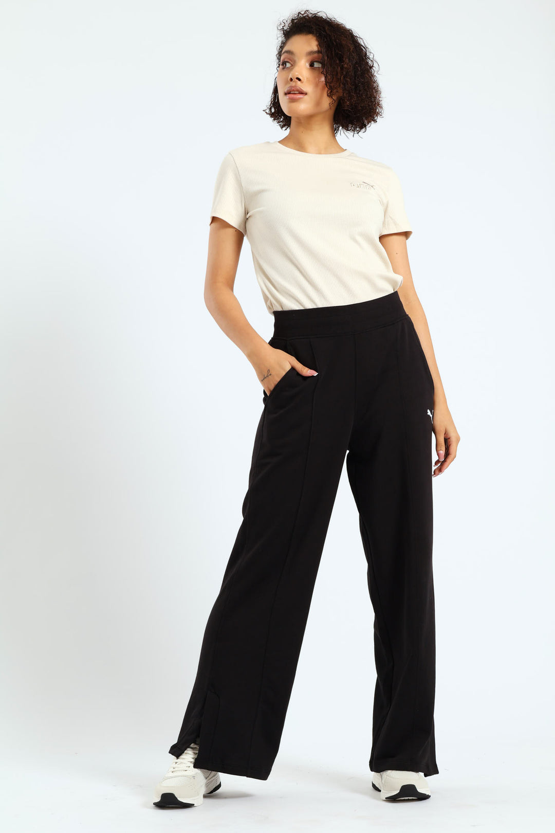 Her High-Waist Straight Leg Pants - Black