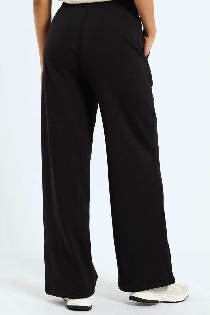 Her High-Waist Straight Leg Pants - Black