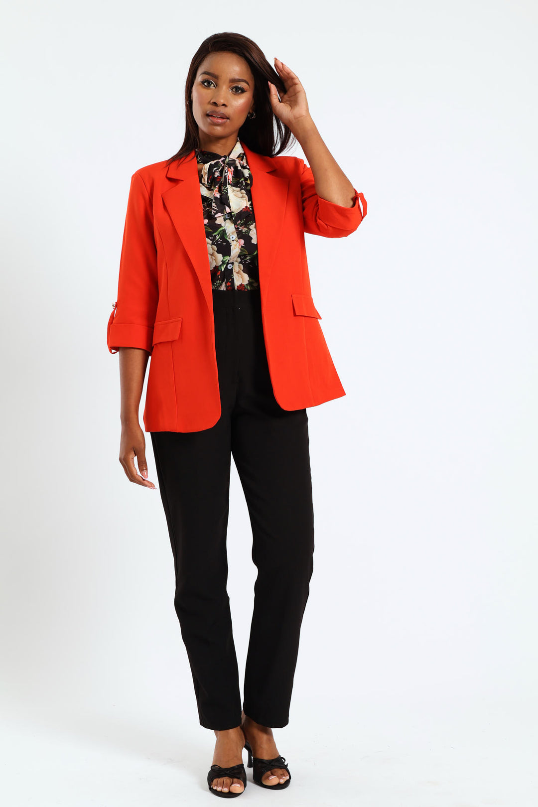 Turn Up Tab Blazer - Red