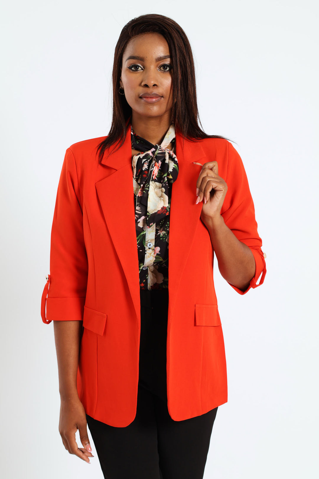 Turn Up Tab Blazer - Red