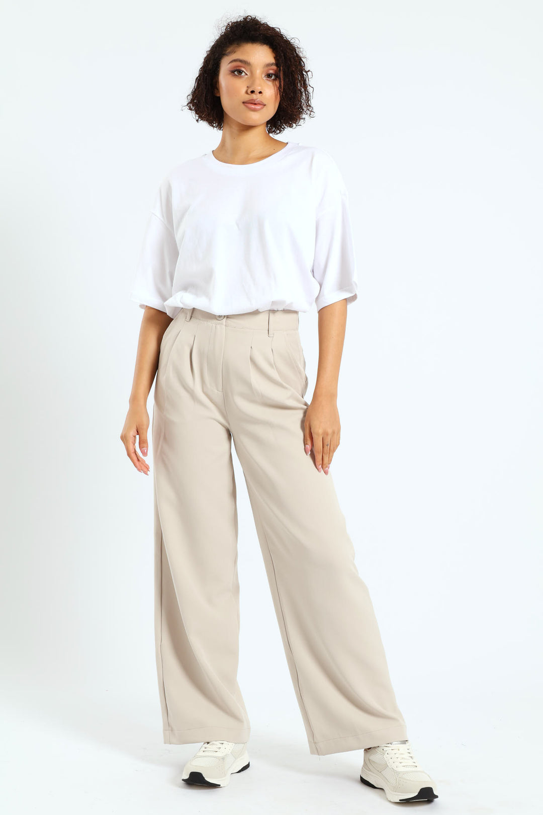 Cargo Pleated Trouser - Stone