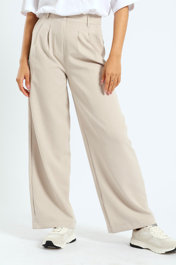 Cargo Pleated Trouser - Stone