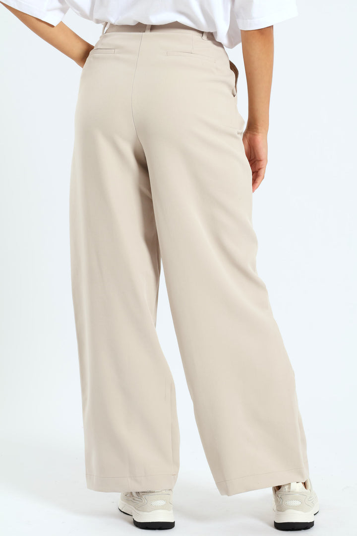 Cargo Pleated Trouser - Stone