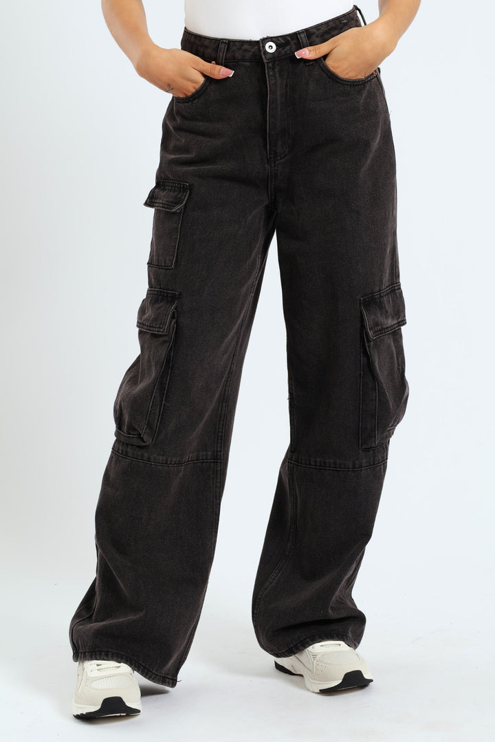 Bellow Pocket Cargo Jean - Black