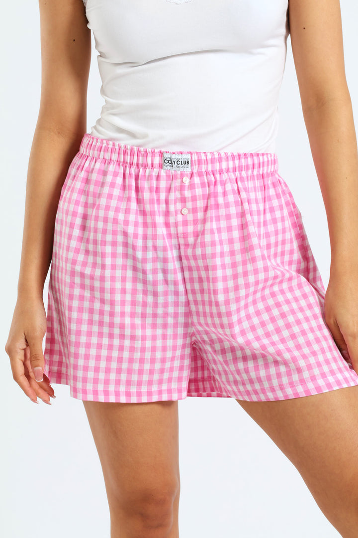 Woven Check Boxer Shorts - Pink