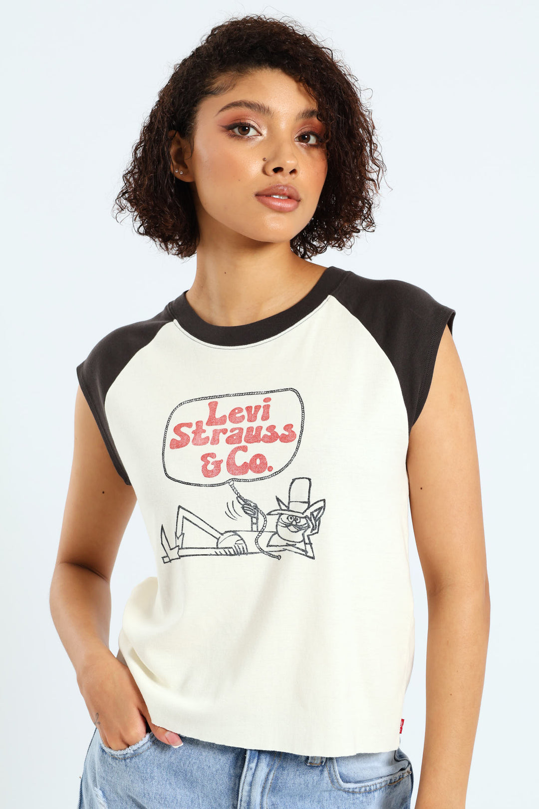 Cowboy Cat Graphic Anywear Tank Tee - Cream