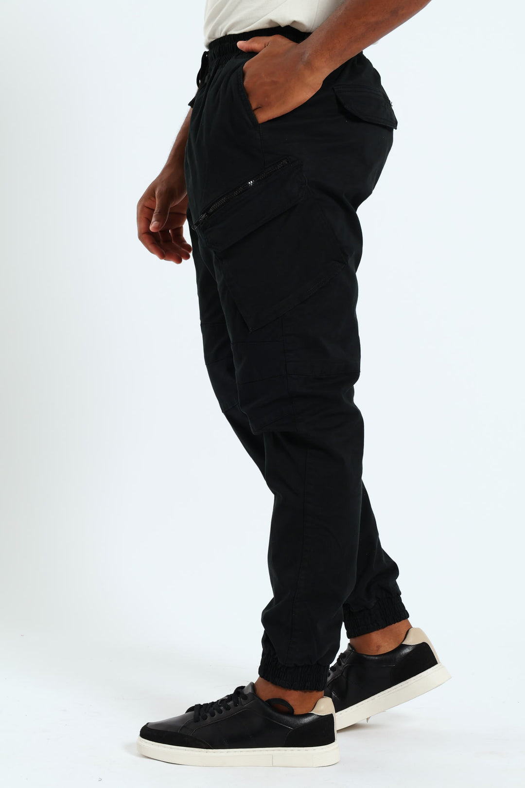 Zip Pocket Cargo Jogger - Black