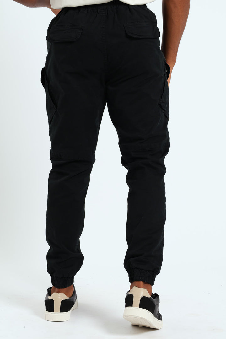 Zip Pocket Cargo Jogger - Black