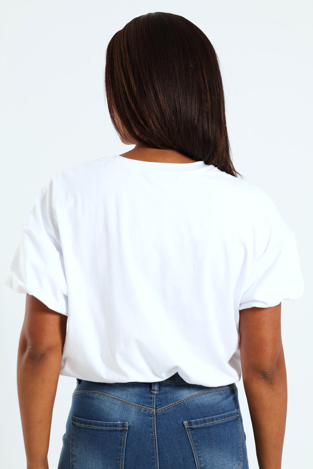 Bubble Sleeve & Hem Combo Top - White