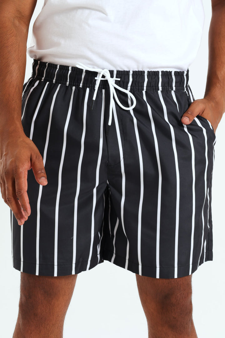 Stripe Swim Short - Black/White