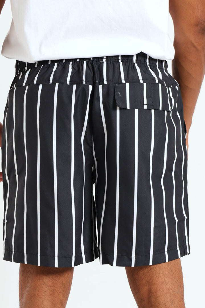 Stripe Swim Short - Black/White