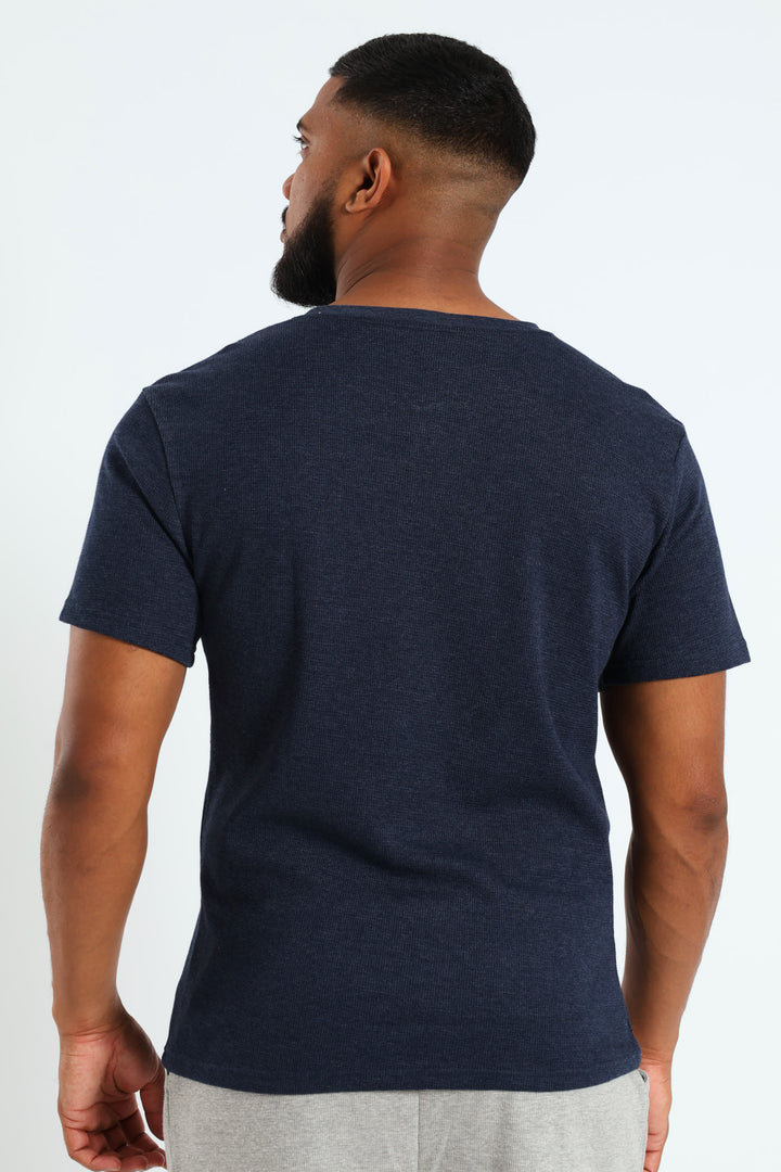 Waffle Henley Sleep Shirt - Navy