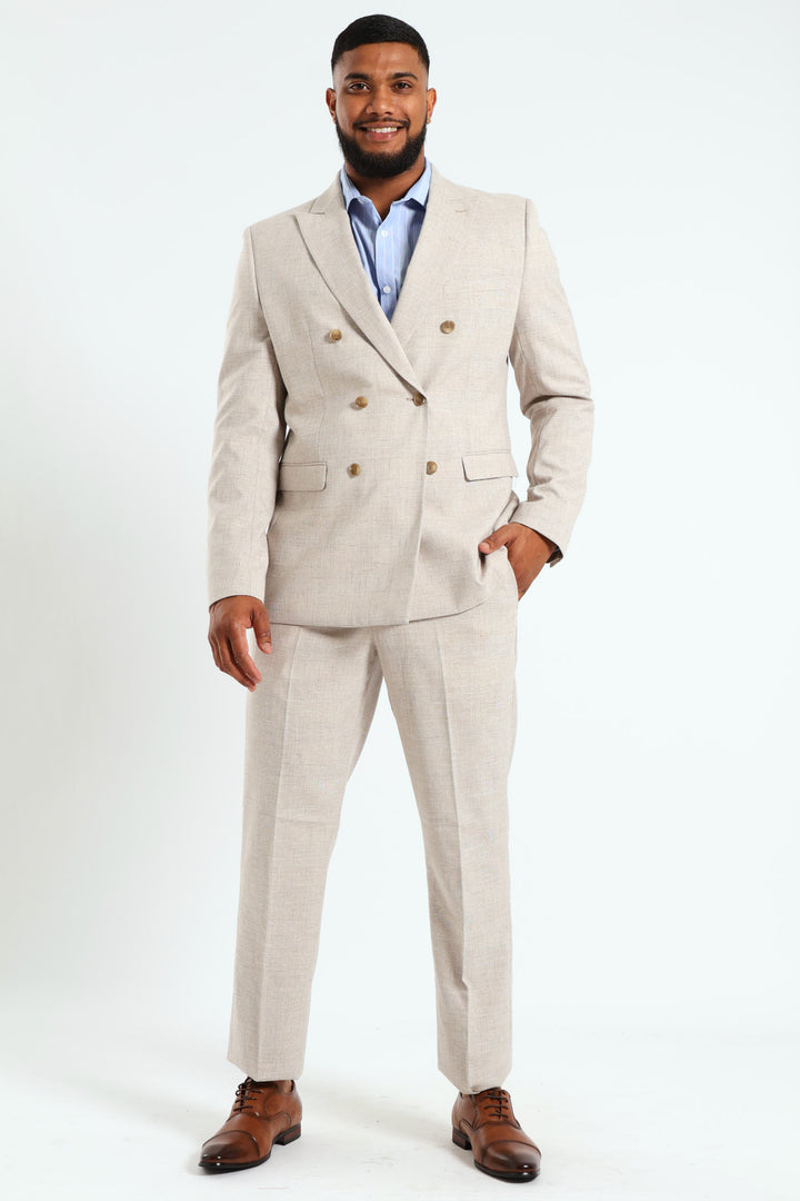 Glen Check Duoble Breasted Blazer - Natural