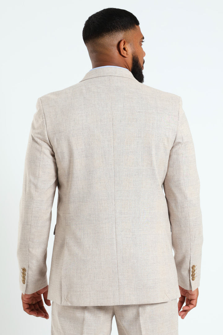 Glen Check Duoble Breasted Blazer - Natural