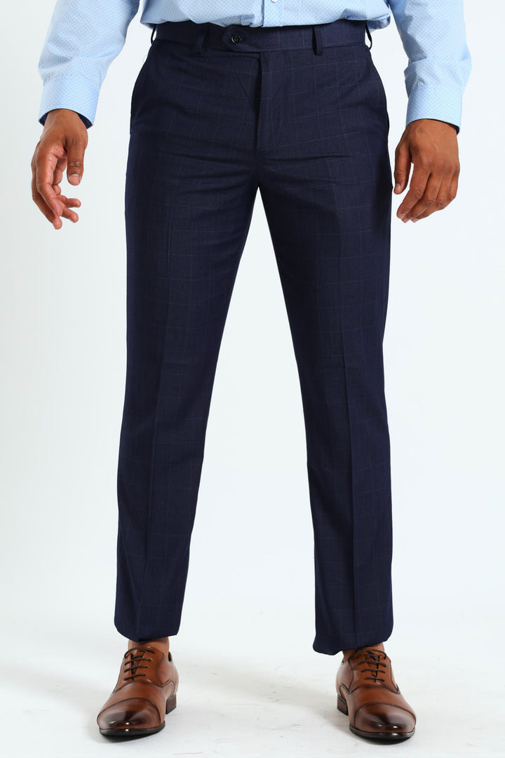 Window Pane Suit Trouser - Navy