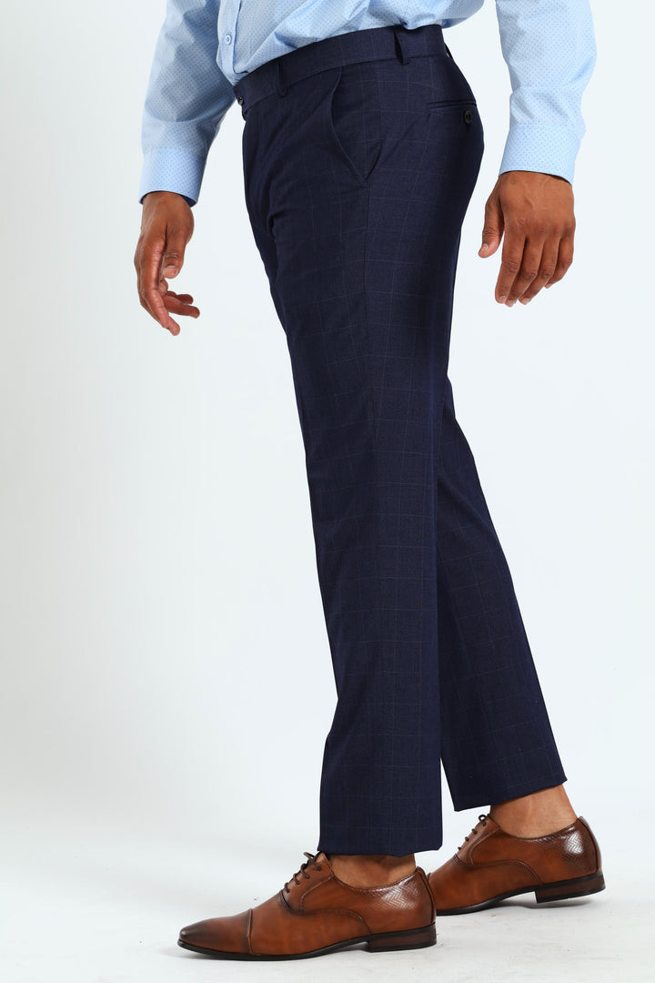 Window Pane Suit Trouser - Navy