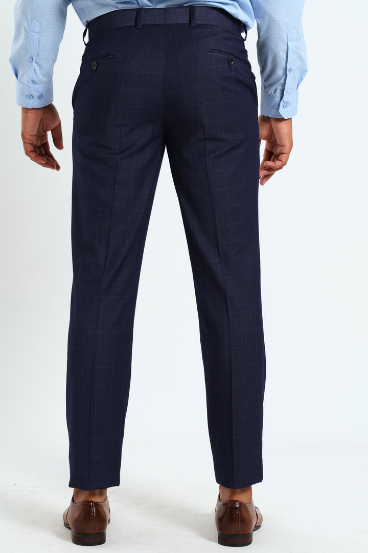 Window Pane Suit Trouser - Navy