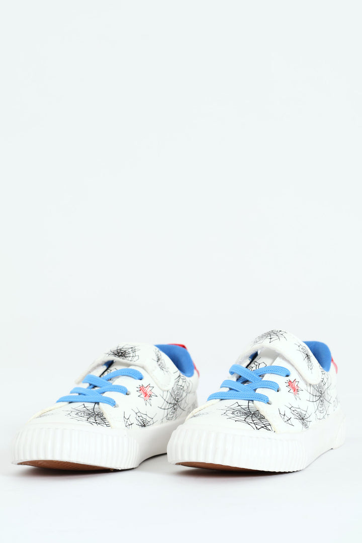 Pre-Boys Printed Web Sneaker - White