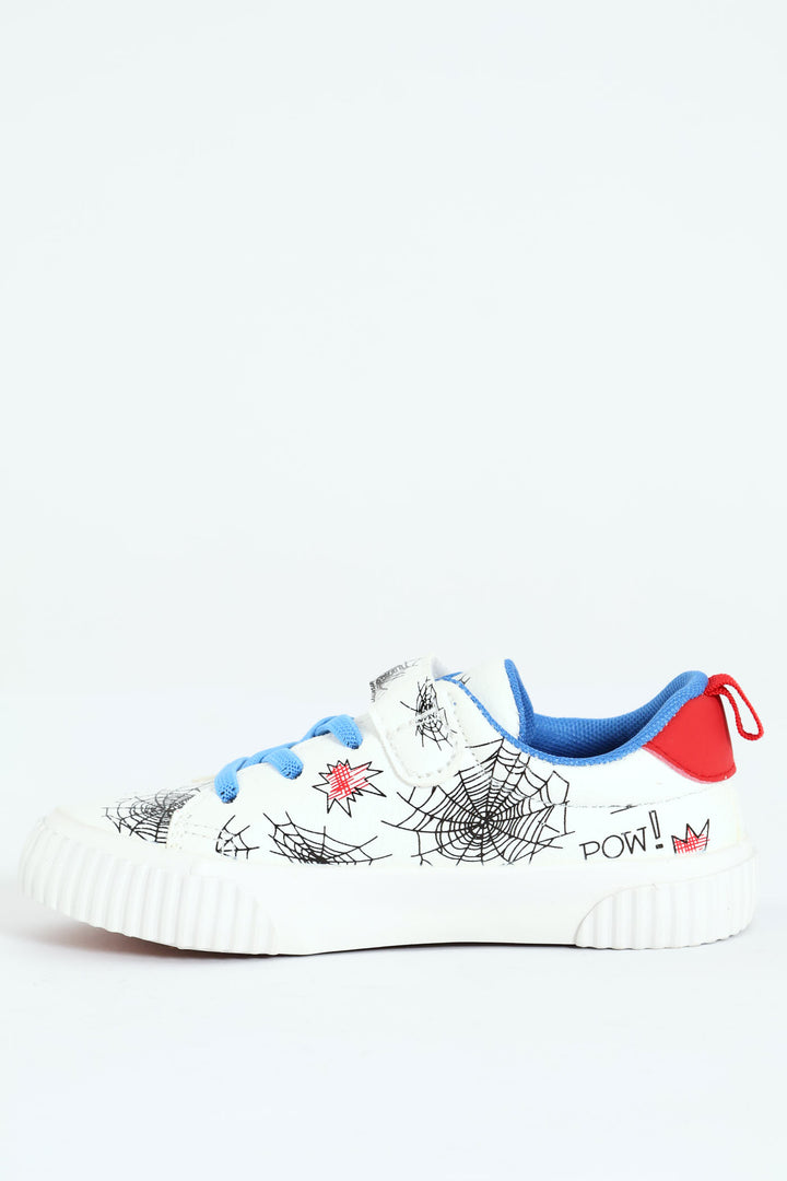 Pre-Boys Printed Web Sneaker - White