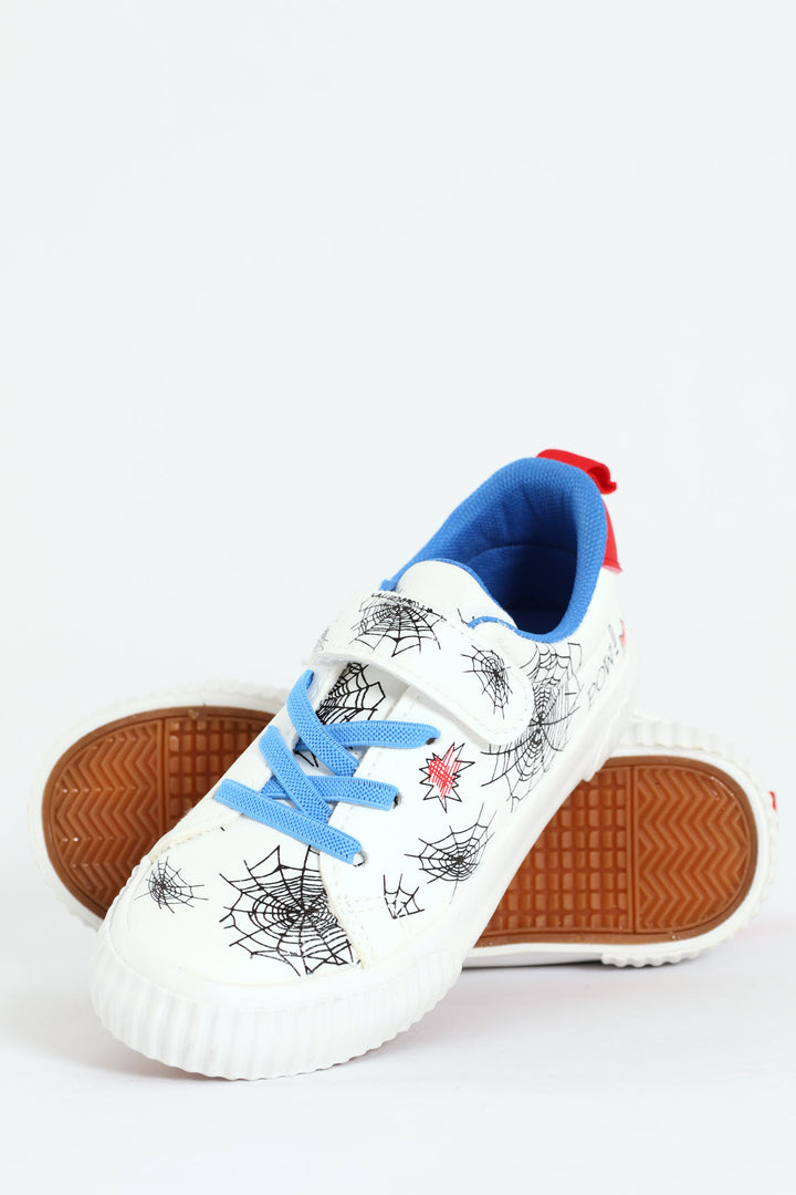 Pre-Boys Printed Web Sneaker - White