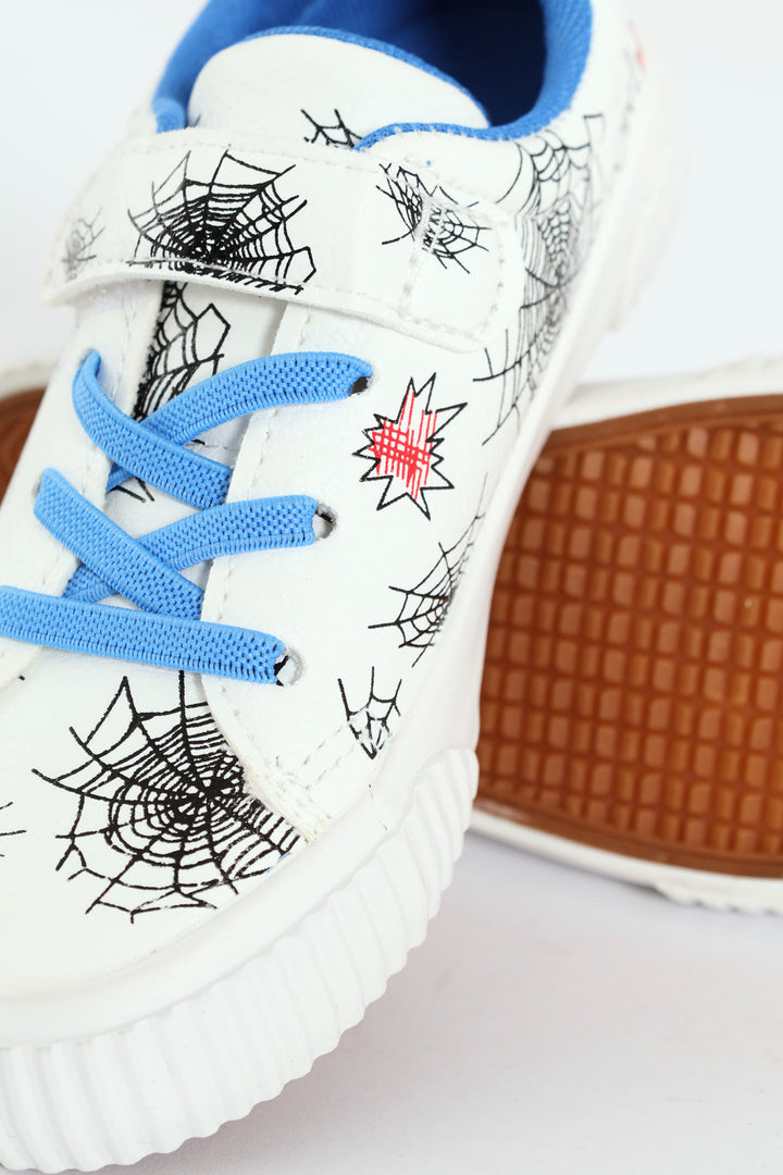 Pre-Boys Printed Web Sneaker - White