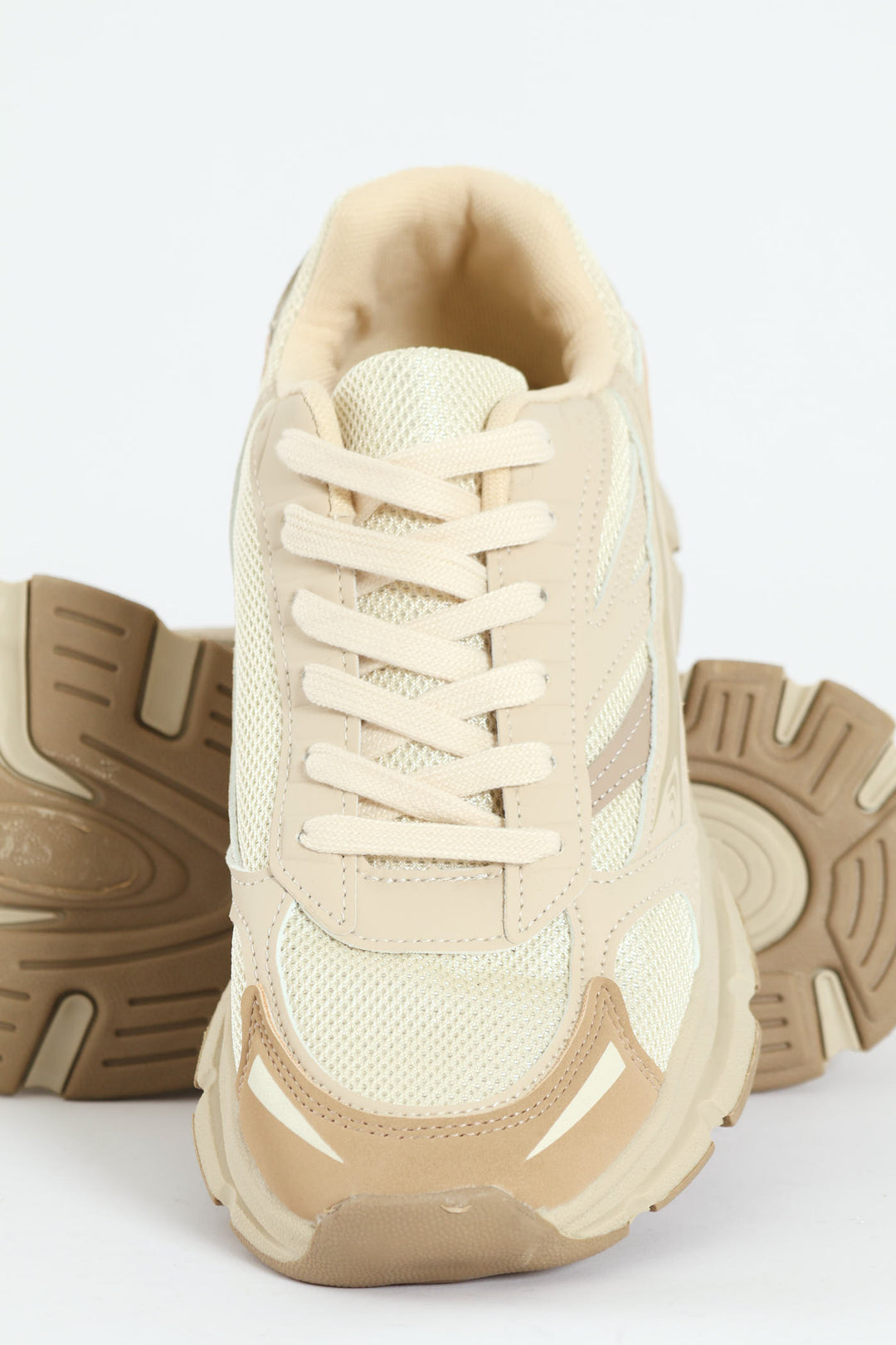 Panelled Mesh Trainer - Taupe