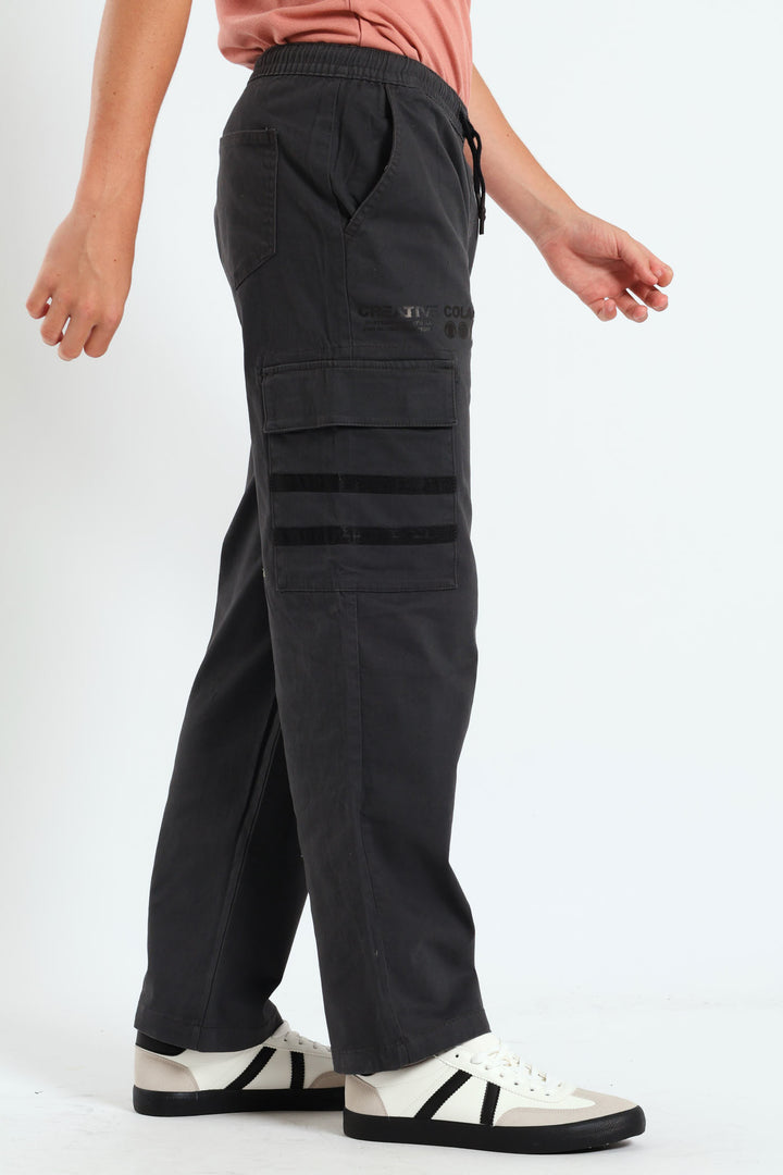 Boys Baggy Detail Cargo Pants - Dark Grey