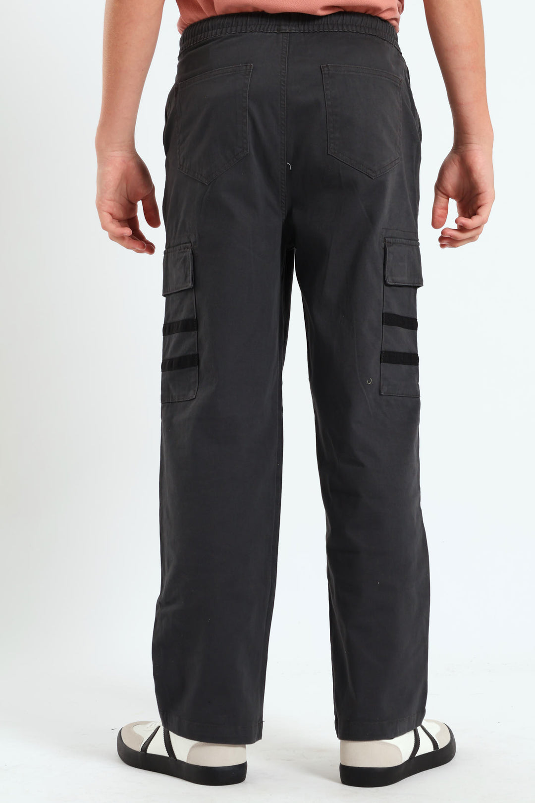 Boys Baggy Detail Cargo Pants - Dark Grey