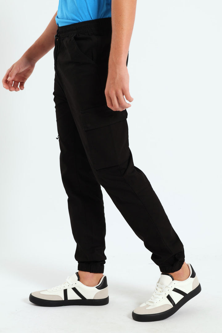 Boys Rip Stop Cargo Pants - Black