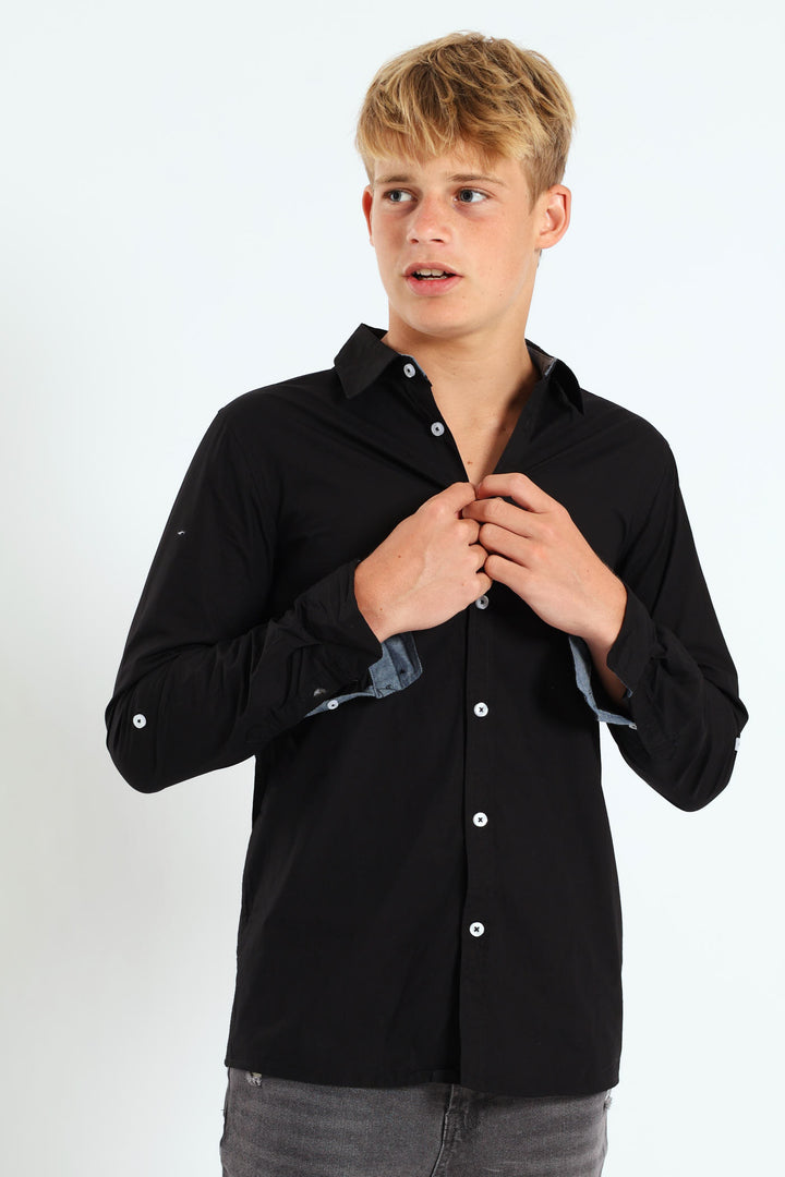 Boys Cracker Cotton Shirt - Black