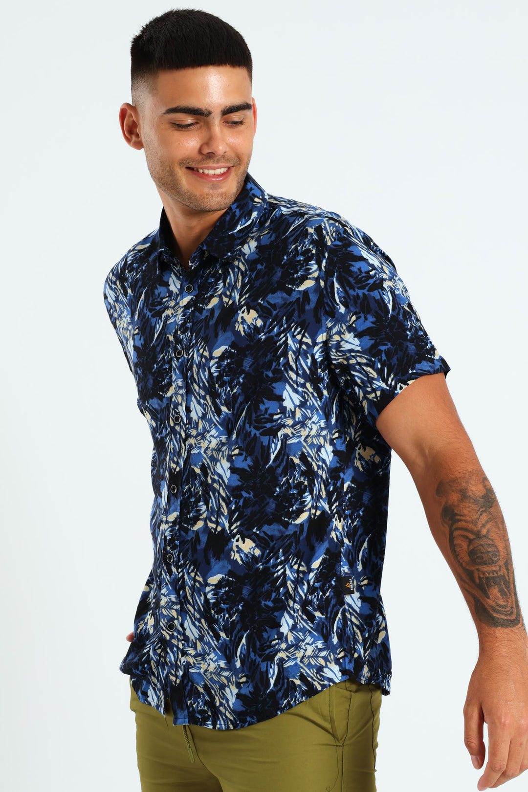 Viscose Abstract Shirt - Navy