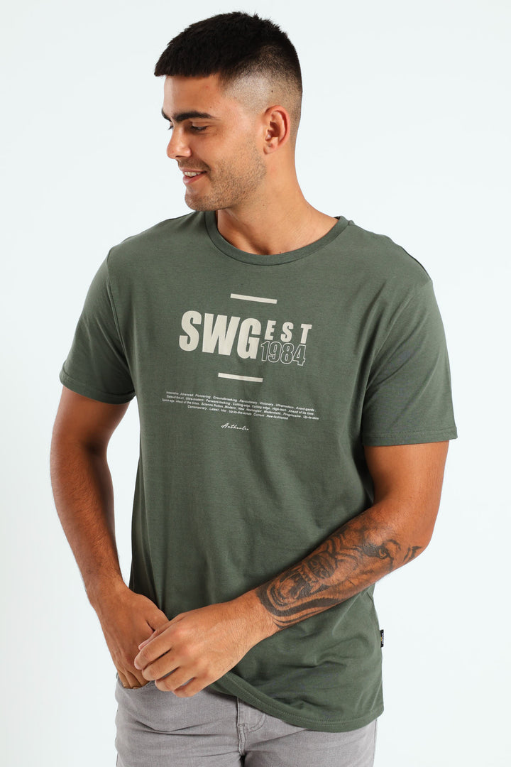 Short Sleeve Basic Print Tee - Sage