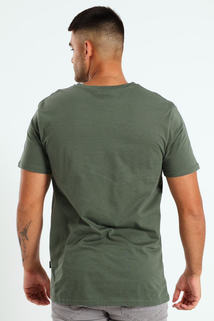 Short Sleeve Basic Print Tee - Sage