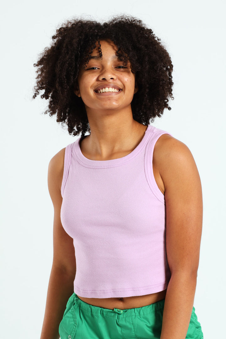 Girls Basic Rib Vest - Lilac