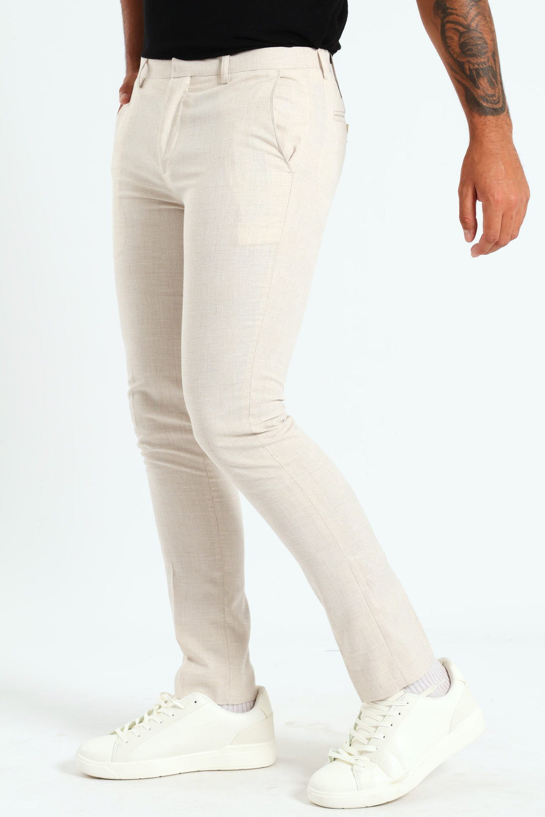 Glen Check Suit Trouser - Cream