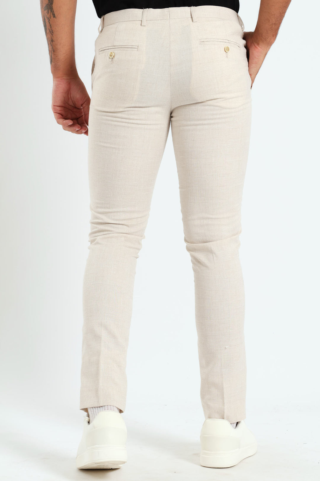 Glen Check Suit Trouser - Cream