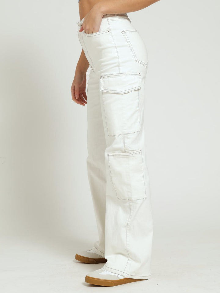 Twill 90's Cargo Denim Jean - Off White