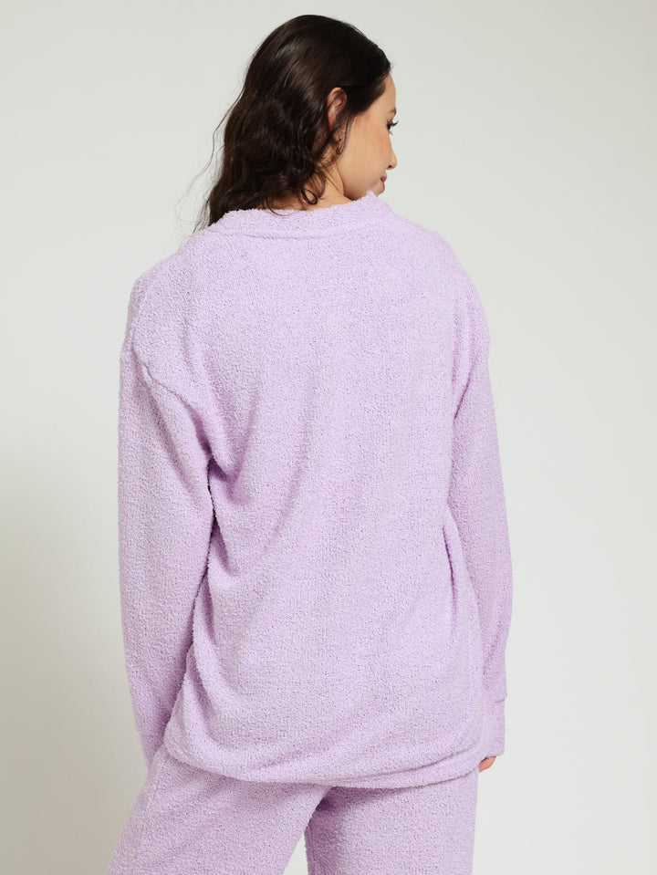 Cosy Knit Cardigan Gown - Purple