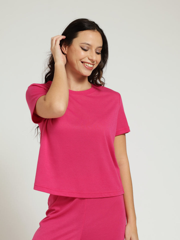 Regular Rib Knit Sleepshirt - Pink