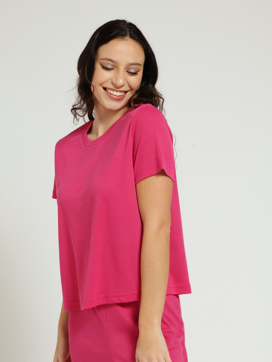 Regular Rib Knit Sleepshirt - Pink