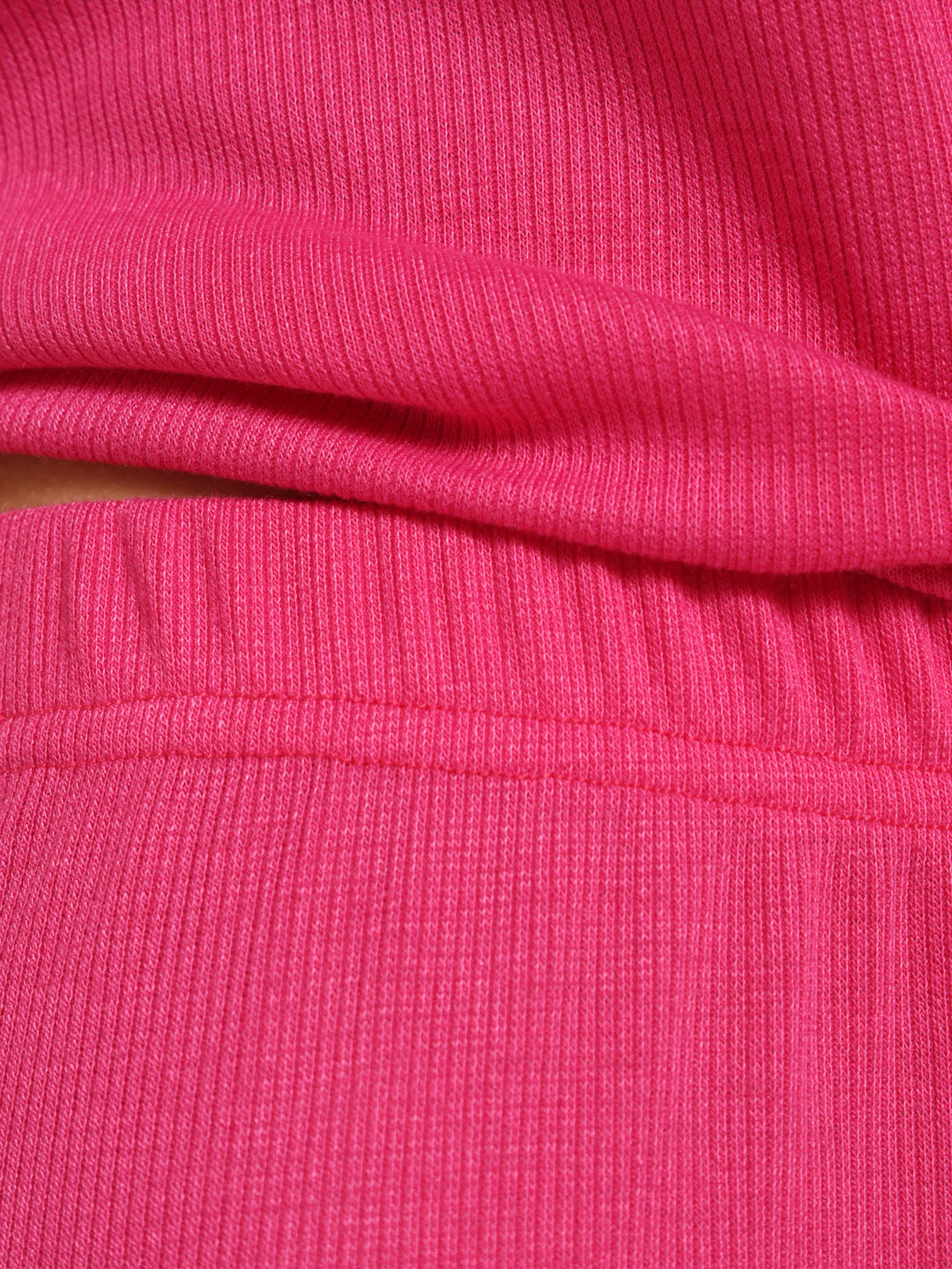 Straight Leg Rib Knit Pj Pants - Pink