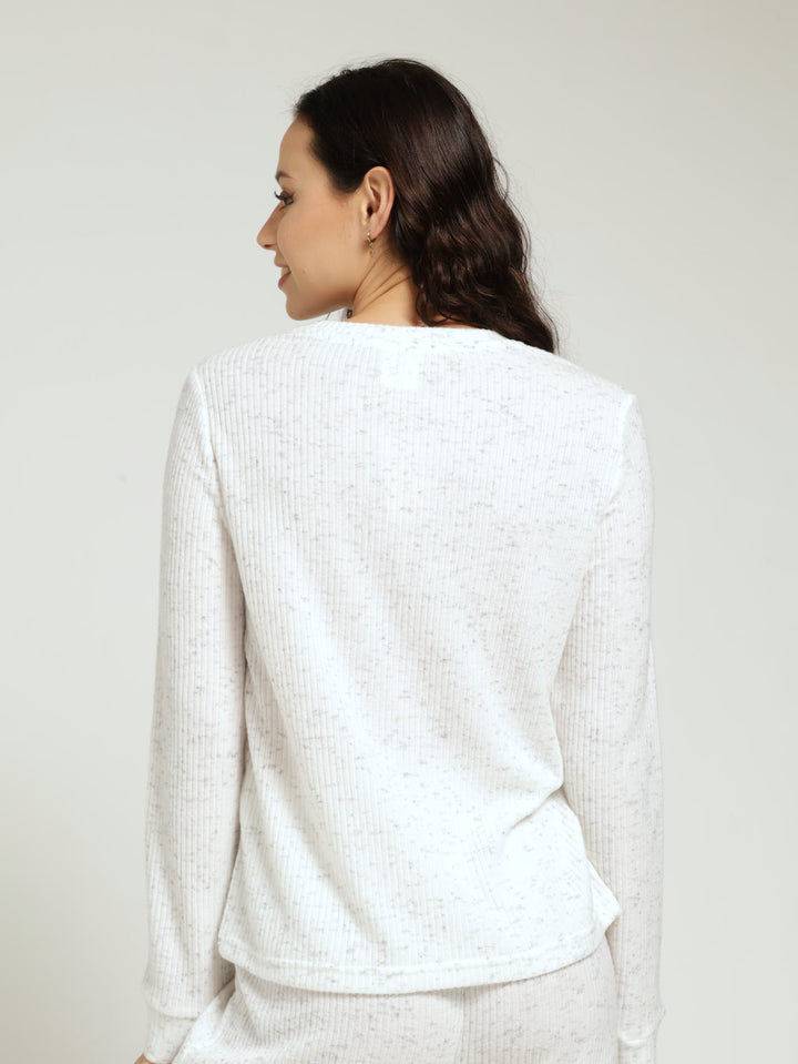 Long Sleeve Knit Pj Pullover - Ice Grey