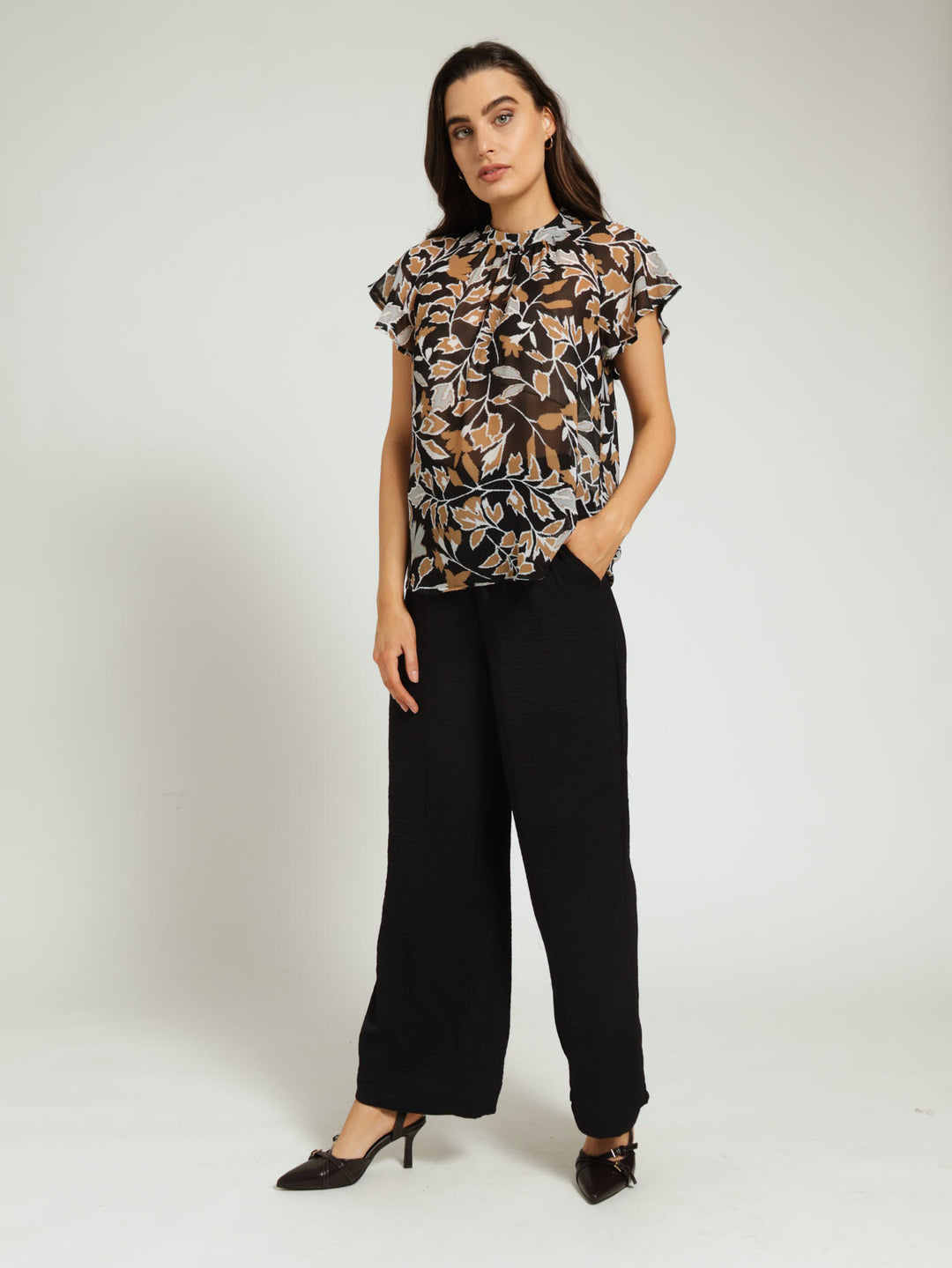 Chiffon Popover Blouse - Black