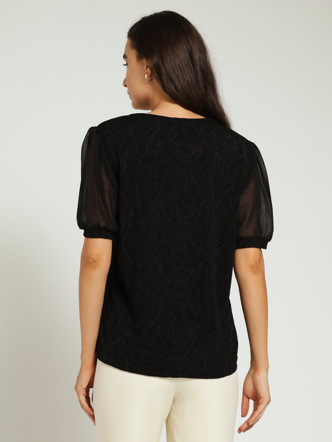 Combo Blouse With Fukuru Body - Black