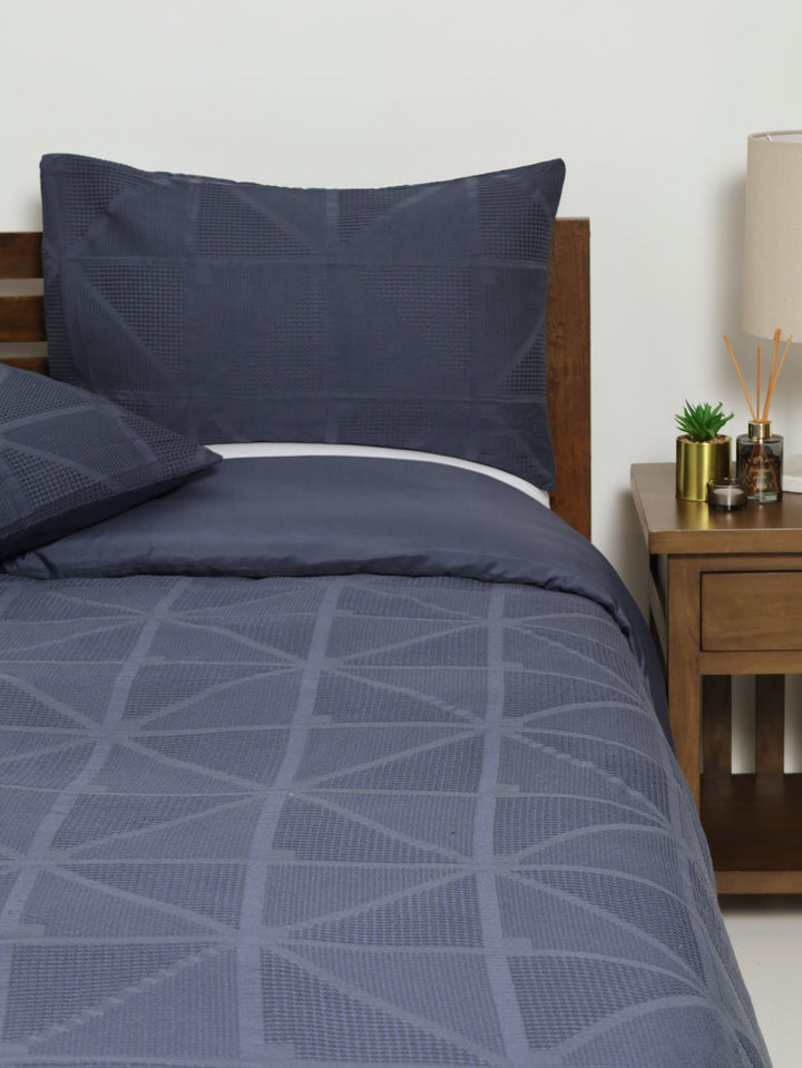 Waffle Geo Blue Duvet Set