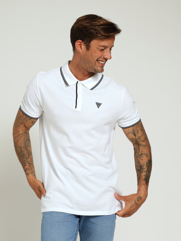 Tipped Core Polo Golfer - White